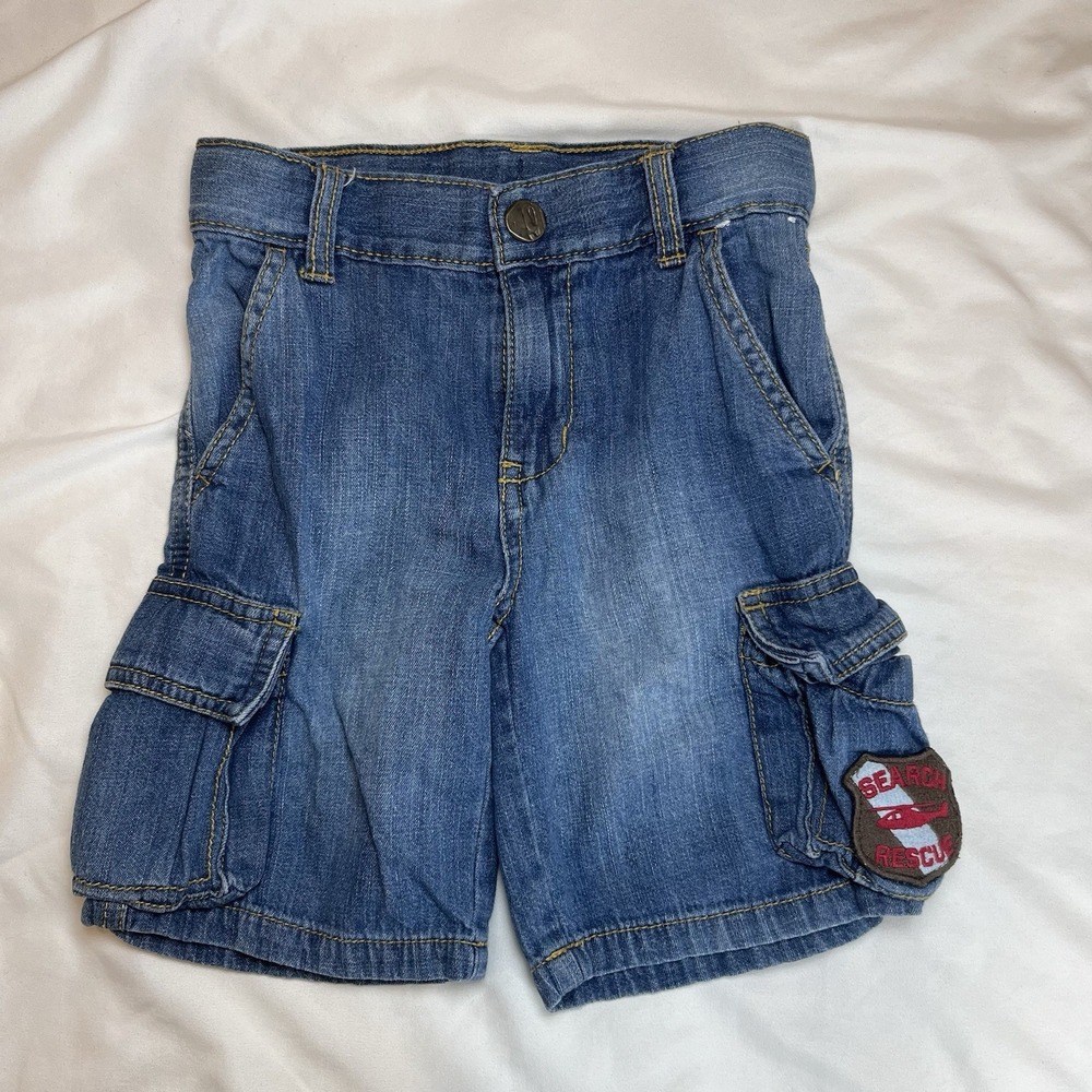 Gymboree Boys Denim Cargo Shorts Medical Helicopter Size 4T VTG‎